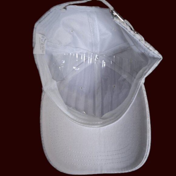 Elegant White Lace Cap with Rhinestones bling strap back OS NEW - Picture 5 of 8